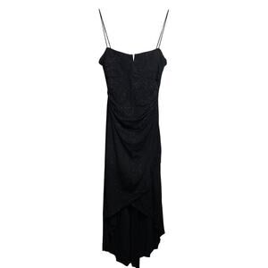 Vintage Y2K City Triangles Black Sparkly High Low Midi Dress Women's Size Medium